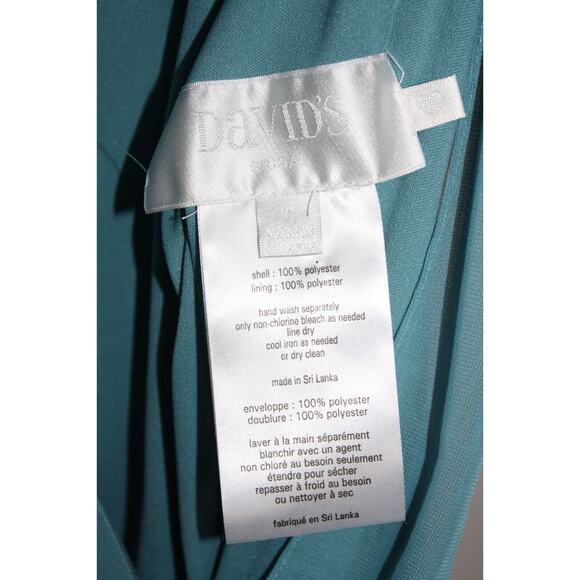 David's Bridal Teal Blue Maxi Spaghetti Strap High Neck Gown Chiffon Dress 10 - Picture 3 of 5